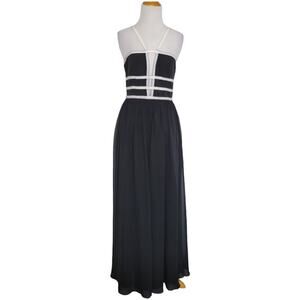 NEW Aidan Mattox Formal Gown Black Strappy Plunging Neck Full Length Women 4